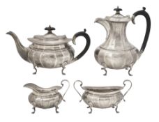 A George V four piece silver tea and coffee set