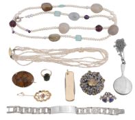 A collection of silver accessories and costume jewellery