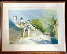 DAVID BYRNE, WATERCOLOUR- THE OLD GATEWAY, FRAMED AND GLAZED, APPROX 45 x 64cm