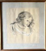 E. E. MURRAY 1868, PENCIL PORTRAIT OF A YOUNG FEMALE, APPROX 40 x 36cm