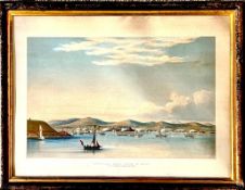 VICTORIAN POLYCHROME ENGRAVING, DOUGLAS BAY ISLE OF MAN THE QUEEN'S VISIT 1847 AUGUST
