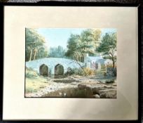 FLAXNEY STOWELL, WATERCOLOUR- 'MONKS BRIDGE' BALLASSALLA, SIGNED, FRAMED AND GLAZED