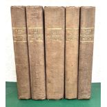ROBERT ISAAC WILBERFORCE, 'THE LIFE OF WILLIAM WILBERFORCE', 1838, FIVE VOLUMES, CLOTH BOARD