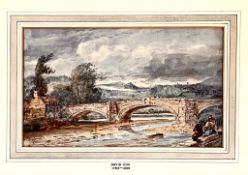 DAVID COX, WATERCOLOUR OF POSSIBLY LLANRWST NORTH WALES, SIGNED DAVID COX 49 LOWER LEFT