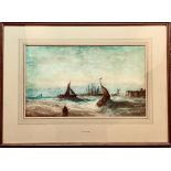 T B HARDY, WATERCOLOUR- 'RUNNING FOR THE HARBOUR', SIGNED AND DATED 1896 LOWER RIGHT, FRAMED AND