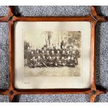 WOODEN FRAMED PHOTOGRAPH, CIRCA 1900s, DEPICTING A GROUP OF GENTLEMEN IN HOBART TASMANIA, SIGNED