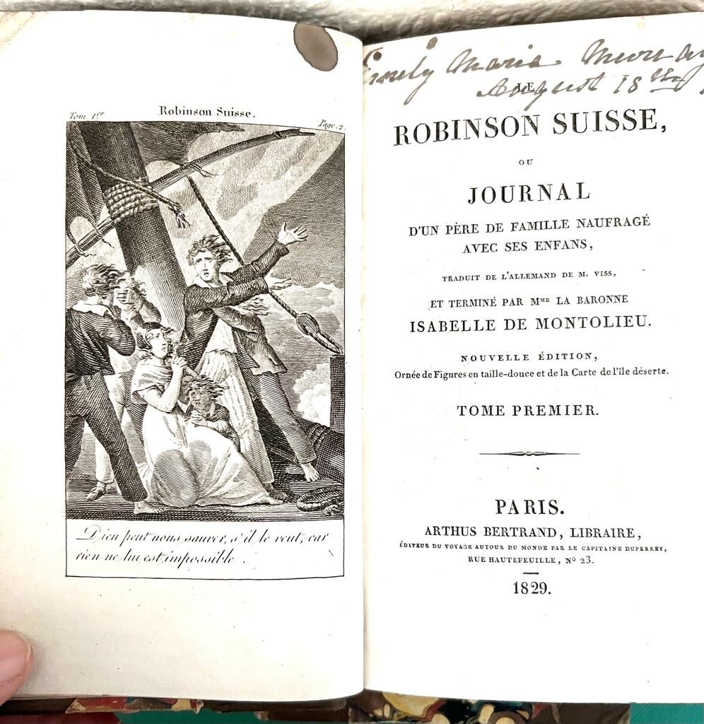 MONTOLIEU, ISABELLE DE, 'ROBINSON SUISSE ON JOURNAL', 1829, FIVE VOLUMES, QUARTER LEATHER AND - Image 2 of 3