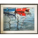 DAVID MADDRELL, WATERCOLOUR AND PASTEL, 'YACHTS AT BERTH', MANX ARTIST, SIGNED AND DATED 2000,