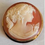 9CT GOLD CAMEO BROOCH, APP. 2.5CM DIAMETER, WEIGHT. 5.3G REASONABLE USED CONDITION