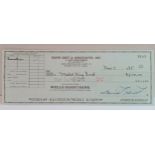 Cheque No 3643 made out to Mabel King Fund and endorsed on reverse by Mabel King who played Evillene