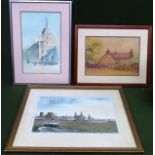 Three various framed pictures and prints All in used condition, unchecked