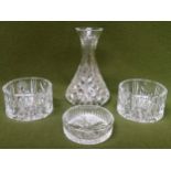 Four pieces of Waterford Crystal. Vase Approx. 24cms H reasonable used condition