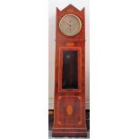 Fine quality shell and string inlaid mahogany cased longcase clock, with silver coloured metal dial,