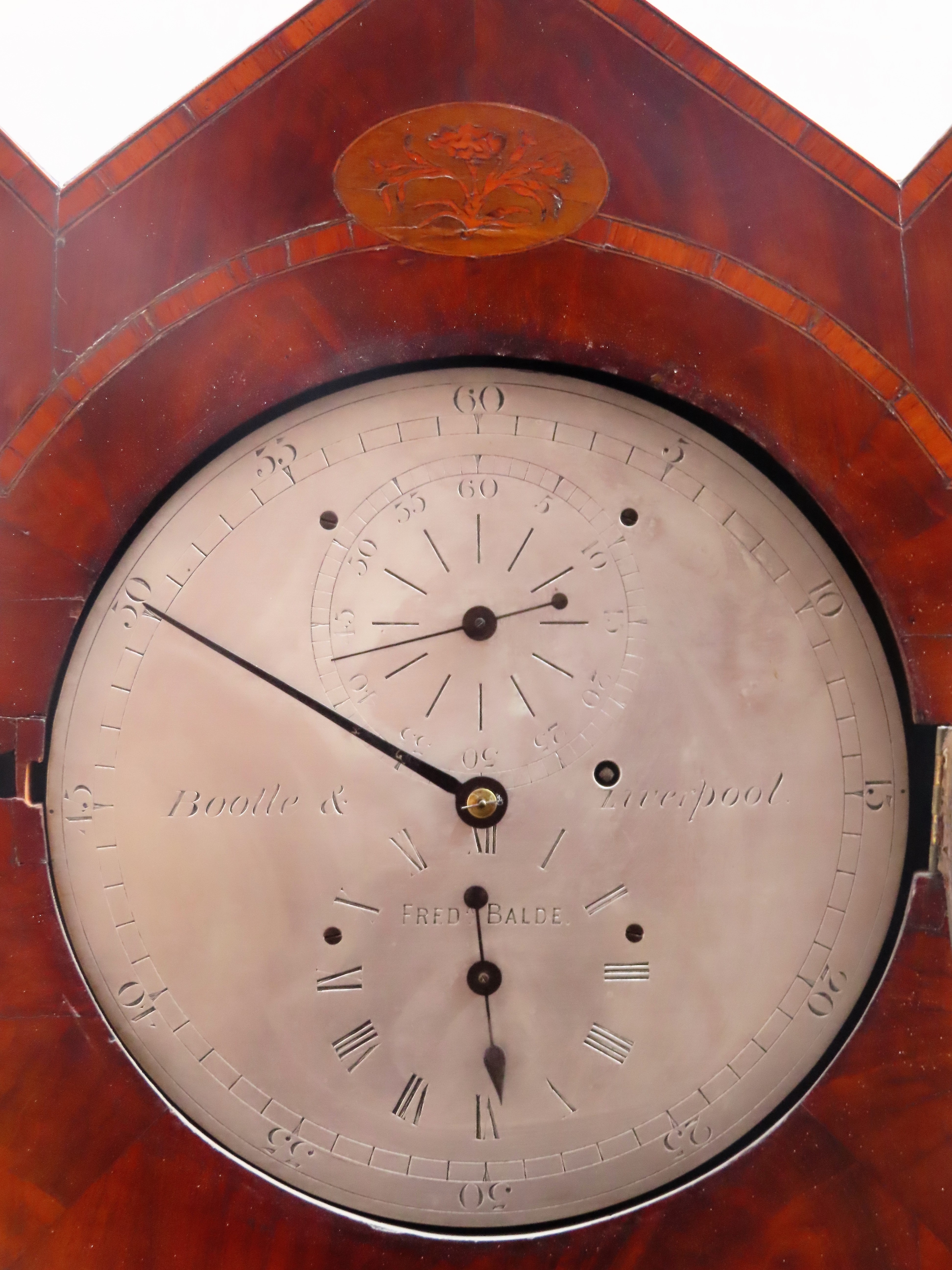 Fine quality shell and string inlaid mahogany cased longcase clock, with silver coloured metal dial, - Image 2 of 3