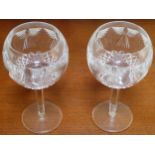 Pair of large Waterford stemmed drinking glasses. App. 20cm H Both appear in reasonable used