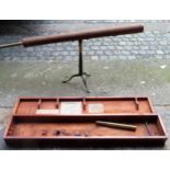 S & B Solomans wooden cased vintage terrestrial and celestial telescope, with tripod stand used with