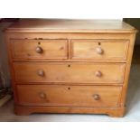 Vintage stripped pine two over two chest of drawers. App. 76cm H x 101cm W x 40cm D Reasonable