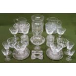 Quantity of various glassware Inc. Edinburgh Crystal, bowls, knife rests, jugs, stemmed glasses, etc