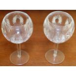 Pair of large Waterford stemmed drinking glasses. App. 20cm H Both appear in reasonable used