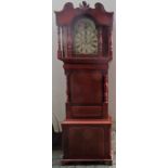 Victorian mahogany cased longcase clock with hand painted and enamelled rolling moon dial, by J