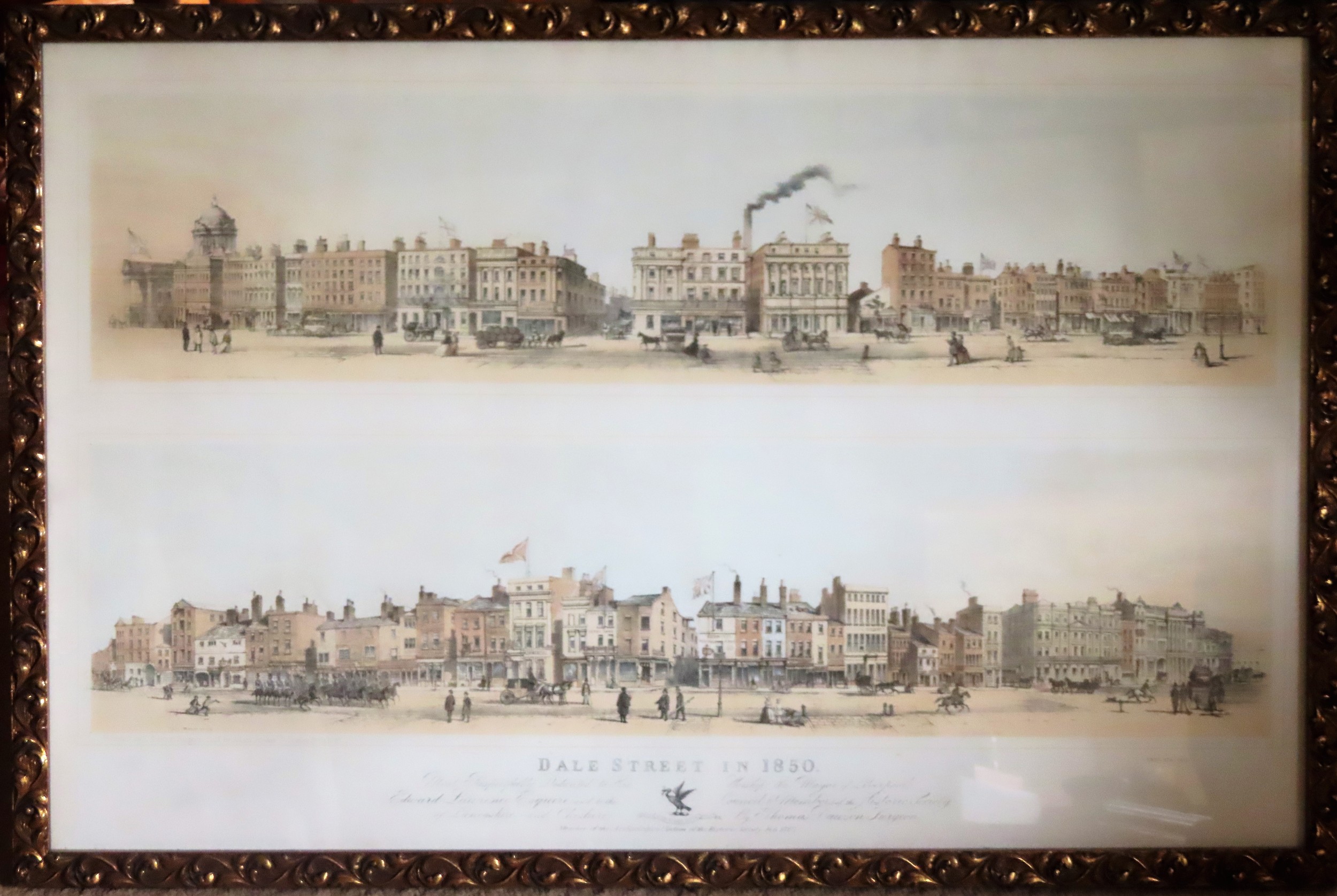 John Mc Gahey colour lithograph depicting Dale Street. App. 55 x 85cm Appears in reasonable used