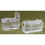 Two Waterford Crystal paperweight models, depicting Lismore Village School and a Village Church.