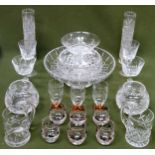 Sundry lot of glass ware Inc. sleeve vases, Edinburgh stemmed glasses, bowls, etc all used and