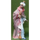 Large boxed Lladro glazed ceramic figure - King Baltasar (No. 01425) reasonable used condition