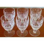 Set of 6 Waterford Crystal stemmed drinking glasses. Approx. 13cms H reasonable used condition