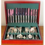 20th century wooden cased canteen of Arthur Price silver plated cutlery reasonable used condition