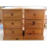 Pair of 20th century pine bedside cabinets. App. 69cm H x 46cm W x 44cm D Both in reasonable used