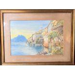 W WARMAN, WATERCOLOUR, 'LARGO DI LUGANO', LAKE LUGANO, FRAMED AND GLAZED, APPROX 16.5 x 40cm