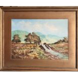 JAMESON, WATERCOLOUR, CROSSING A MOUNTAIN STREAM, CIRCA 1900, APPROX 38 x 53cm