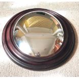 OVAL CONVEX MIRROR WITH MAHOGANY FRAME, APPROX 46 x 36cm