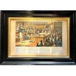 LITHOGRAPH, MACLURE & MACDONALD, GLASGOW, DISRAELI DELIVERING HIS MAIDEN SPEECH, APPROX 31 x 45cm