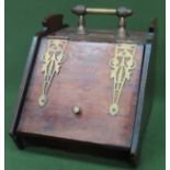 Early 20th century oak fall front coal scuttle with brass hinges and carry handle