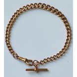 9ct GOLD WATCH CHAIN, LENGTH APPROX 22.5cm, TOTAL WEIGHT APPROX 16.72g