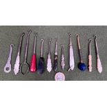 COLLECTION OF TWELVE VARIOUS SMALL BUTTON HOOKS