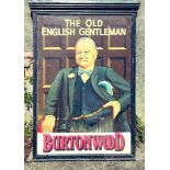 BURTONWOOD PUB SIGN 'THE OLD ENGLISH GENTLEMAN', DOUBLE SIDED PICTURE, FRONT AND BACK, APPROX