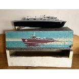 VOSPER ELECTRIC MODEL POWER BOAT AND BOX, APPROX 41cm