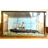 CASED MODEL STEAM BOAT 'SOUTH ROCK', APPROX 50 x 36cm