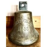 CAST BRASS SHIP'S BELL, BEARING NAME 'PRINCE OF WALES', 1846-1911, HEIGHT APPROX 38cm