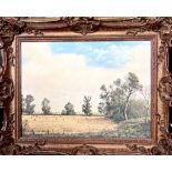 NICK MACE, OIL ON CANVAS, 'THE CORNFIELD SHOOT', SIGNED LOWER RIGHT, SWEPT FRAME, APPROX 29 x 39cm