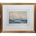 SAM J M BROWN, WATERCOLOUR, 'CLIPPERS MAKING WAY UNDER FULL SAIL', SIGNED LOWER RIGHT, FRAMED AND