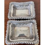 PAIR OF SILVER RECTANGULAR DISHES, GADROON BORDERS, CHESTER ASSAY, TOTAL WEIGHT APPROX 170g