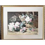 ROSA WALLIS, WATERCOLOUR, "APPLE BLOSSOM" EX ROYAL INSTITUTE PICADILLY, FRAMED AND GLAZED, APPROX 20