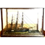CASED MODEL OF 'ALICE', LATE 1900, THREE MASTED CLIPPER, APPROX 50cm HIGH x 71cm WIDE x 25cm DEEP