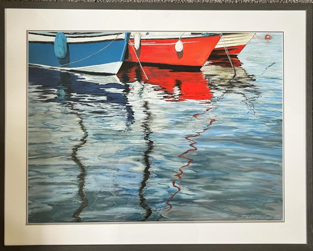 DAVID MADDRELL, WATERCOLOUR AND PASTEL, 'YACHTS AT BERTH', MANX ARTIST, SIGNED AND DATED 2000,