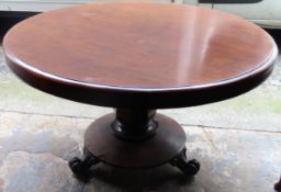 Early 20th century circular tilt top breakfast table. App. 59cm H x 130cm Diameter Used condition,