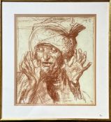 SIR FRANK BRANGWYN, FRAMED AND GLAZED AUTO LITHOGRAPHIC "TETE A ORIENTAL" (HEAD OF AN ORIENTAL)